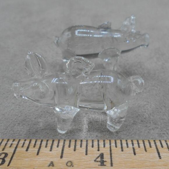 Three Miniature Clear Glass Pig Figurines Art Glass/Ornaments Lot of 3 - Picture 8 of 9